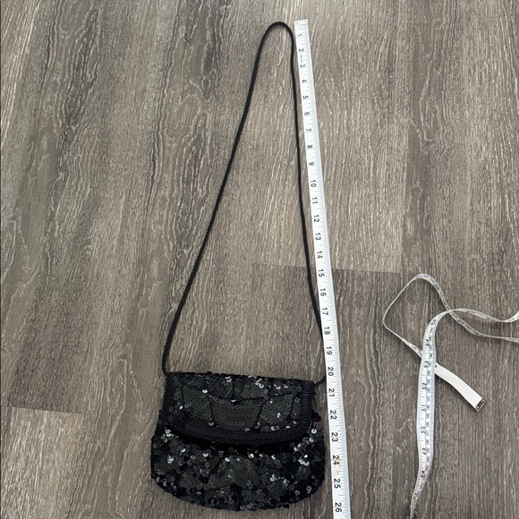 Womens Black Sequin Mini Crossbody Bag 8x6 Party Event Formal - Picture 6 of 8